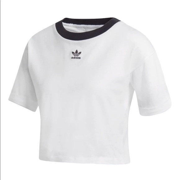 ADIDAS CROPPED 90s WHITE TSHIRT - Picture 1 of 7
